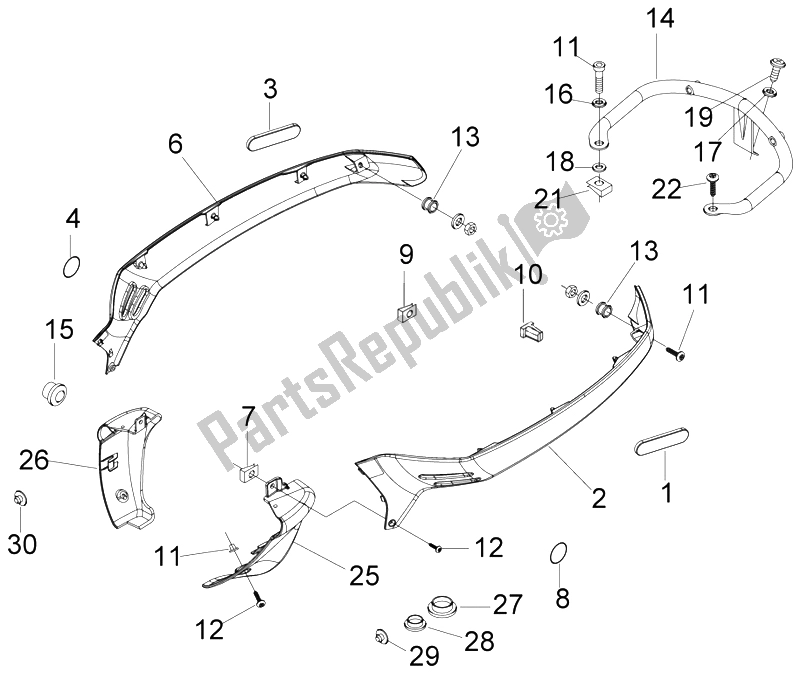 Toutes les pièces pour le Couvercle Latéral - Spoiler du Vespa LX 50 4T 4V NL 2011