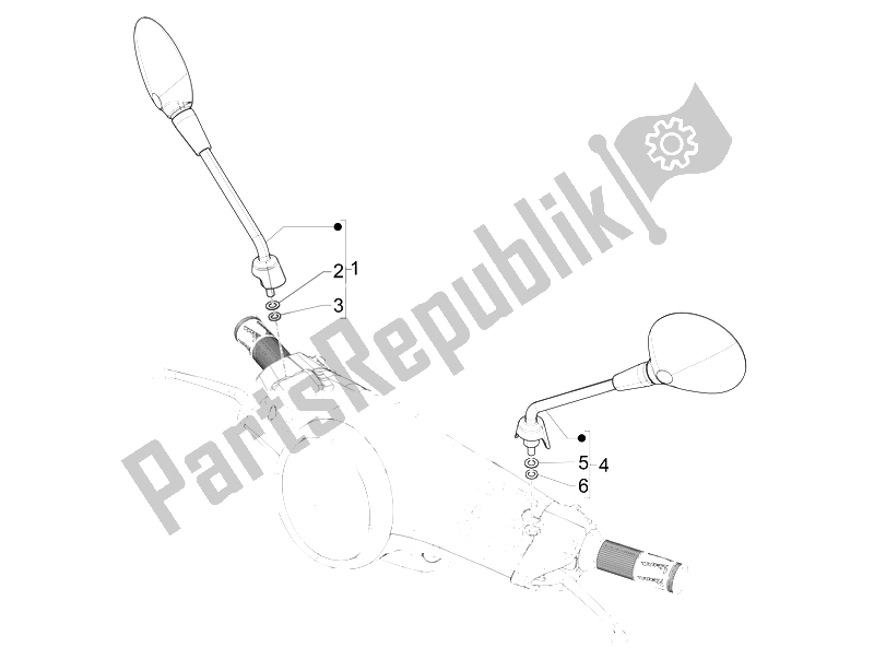 All parts for the Driving Mirror/s of the Vespa 50 4T 2V 52 KMH B NL 2014
