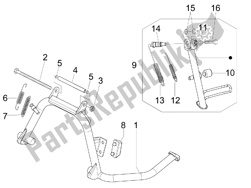 Toutes les pièces pour le Des Stands du Vespa S 125 4T E3 2007