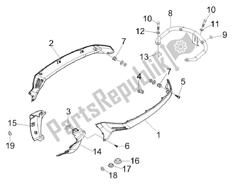 Toutes les pièces pour le Couvercle Latéral - Spoiler du Vespa LX 125 4T IE E3 2009