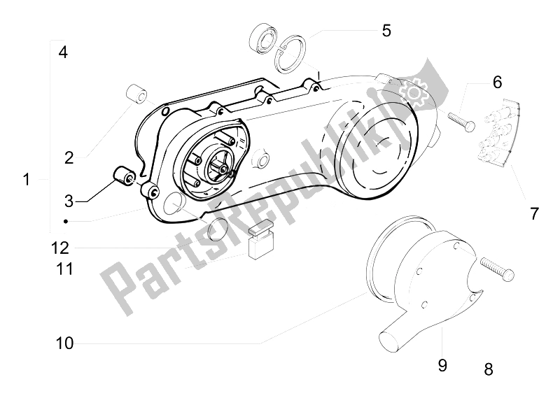 All parts for the Crankcase Cover - Crankcase Cooling of the Vespa Vespa Primavera 50 2T EU Asia 2014