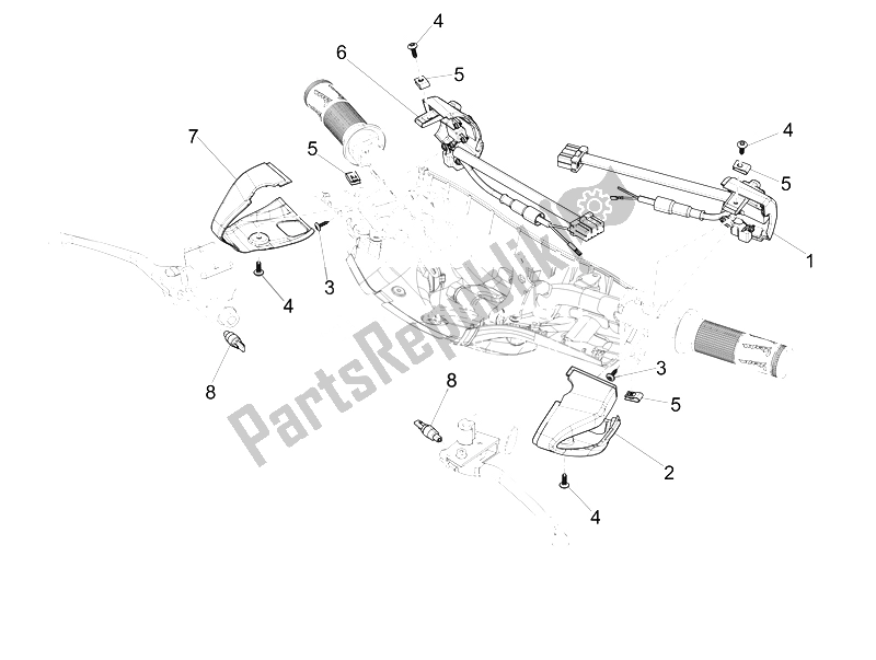 Alle onderdelen voor de Keuzeschakelaars - Schakelaars - Knoppen van de Vespa 50 4T 2V 52 KMH B NL 2014