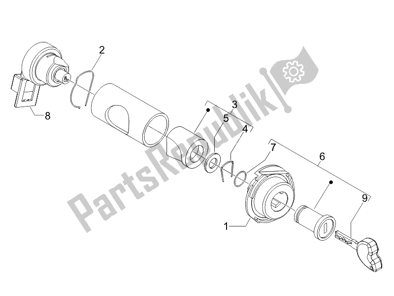 Tutte le parti per il Serrature del Vespa S 125 4T E3 UK 2007