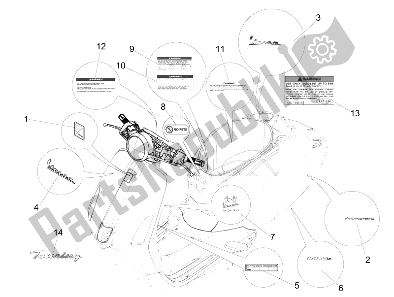 Toutes les pièces pour le Plaques - Emblèmes du Vespa 150 4T 3V IE Primavera USA 2014