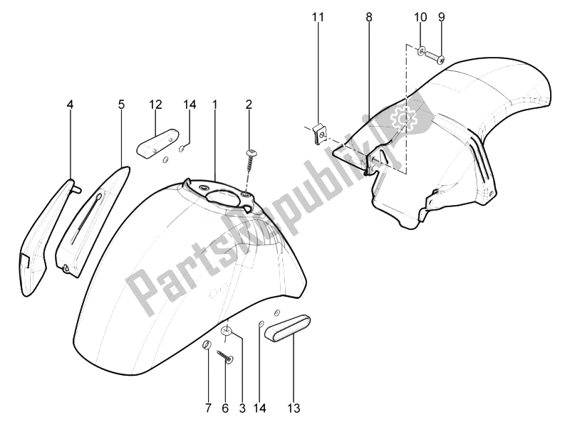 Toutes les pièces pour le Logement De Roue - Garde-boue du Vespa GTS 300 IE Super Sport 2010