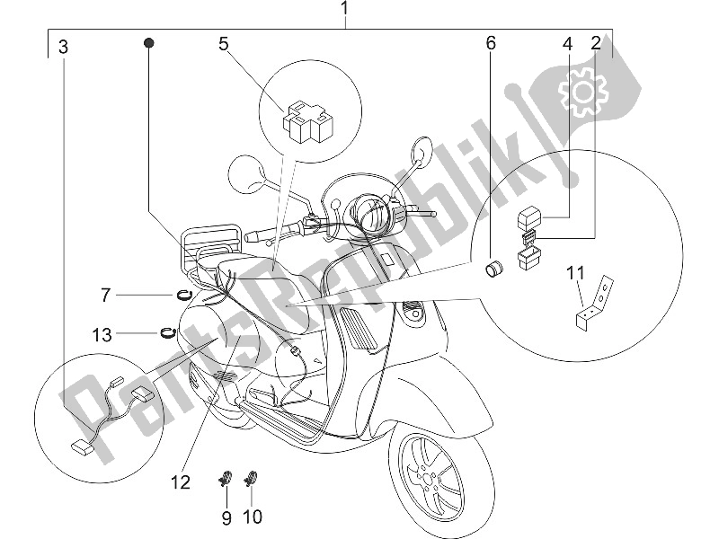 Todas las partes para Mazo De Cables Principal de Vespa LXV 50 2T CH 2006