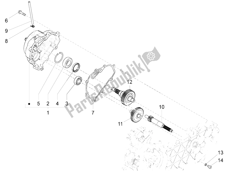 Tutte le parti per il Unità Di Riduzione del Vespa LX 150 4T 3V IE 2012