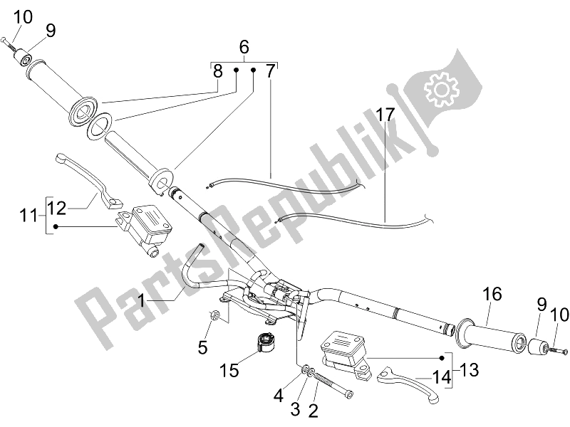 Toutes les pièces pour le Guidon - Master Cil. Du Vespa GTV 250 IE Navy 2007