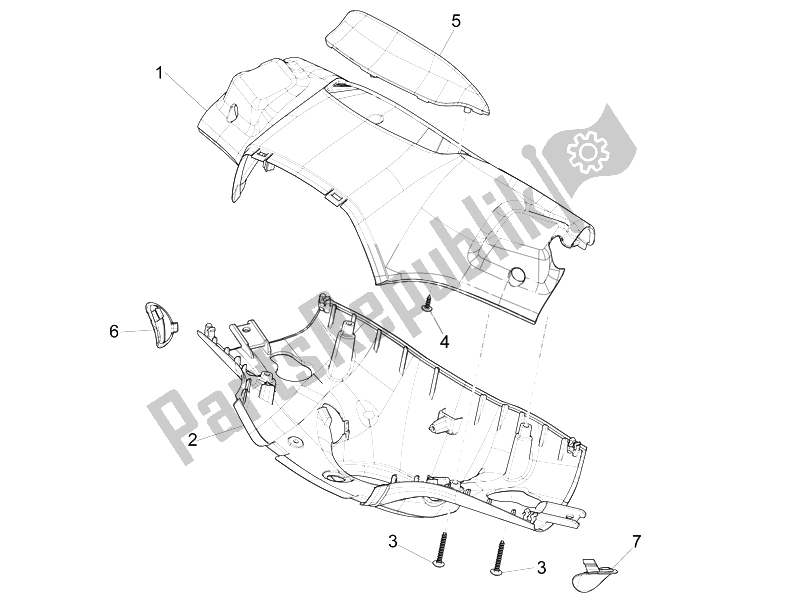 All parts for the Handlebars Coverages of the Vespa Sprint 50 4T 2V 25 KMH B NL 2014