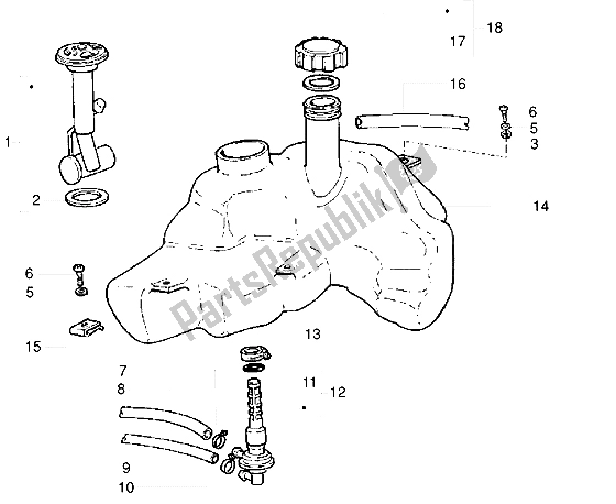 Alle onderdelen voor de Benzinetank van de Vespa ET2 Iniezione 50 1998