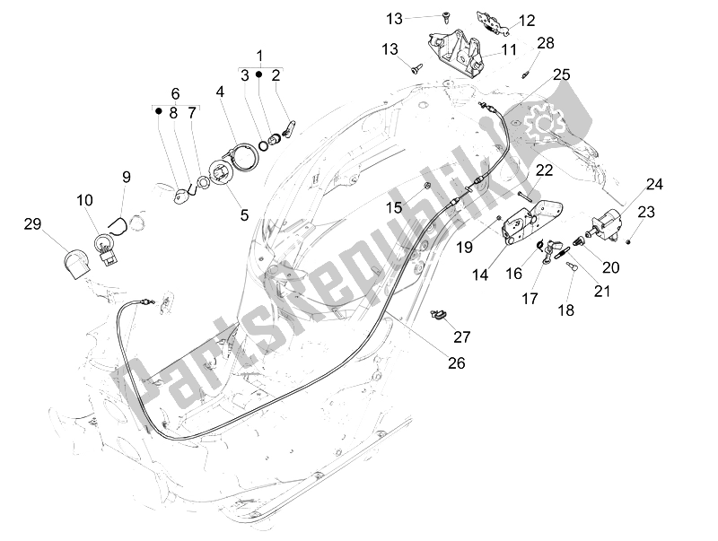 Todas las partes para Cerraduras de Vespa GTS Super 150 IE 4T 3V 2014