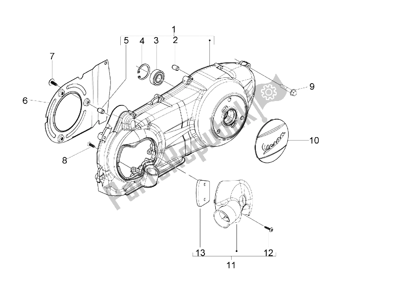 Toutes les pièces pour le Couvercle De Carter - Refroidissement Du Carter du Vespa Granturismo 200 L UK 2005