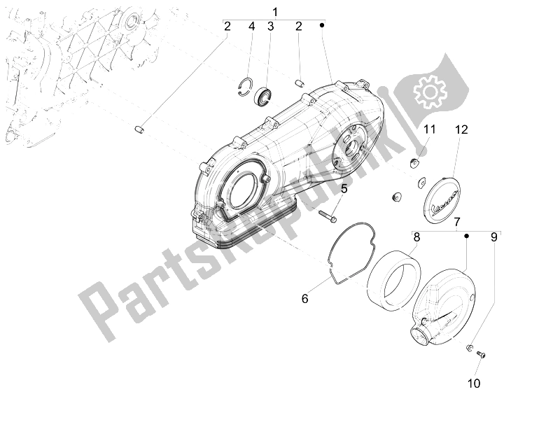 Tutte le parti per il Coperchio Del Carter - Raffreddamento Del Carter del Vespa 946 125 2014