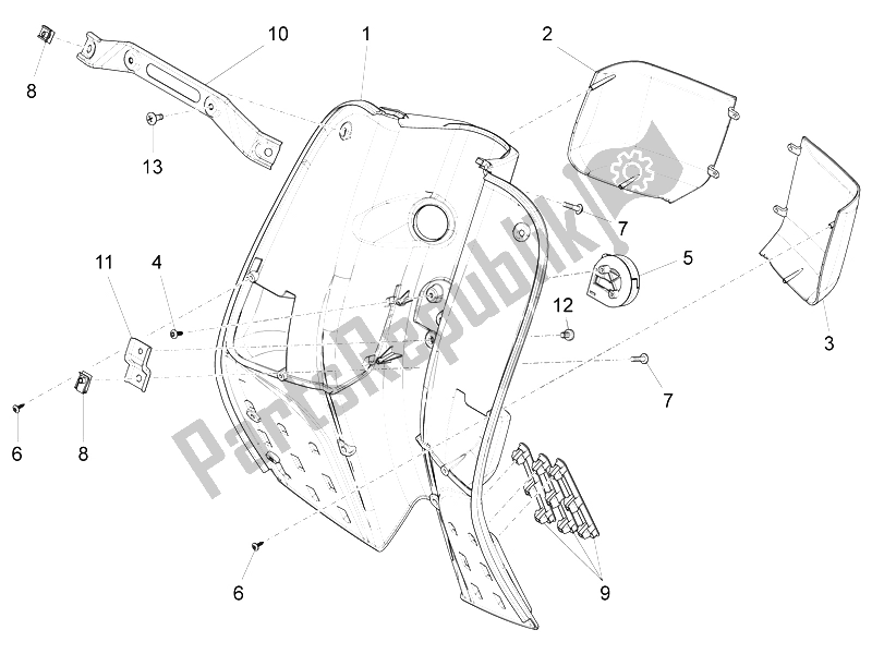 Wszystkie części do Przedni Schowek - Panel Ochraniaj? Cy Kolana Vespa S 150 4T 3V IE Vietnam 2012