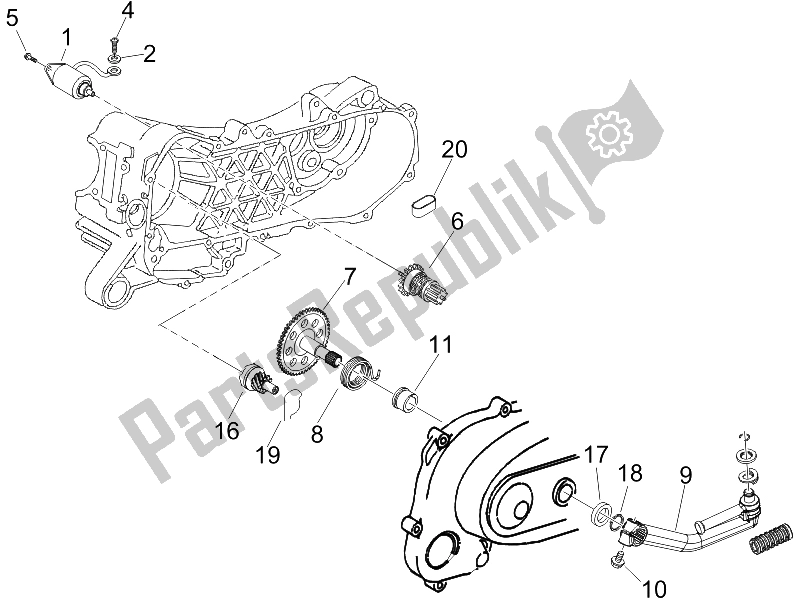 Toutes les pièces pour le Stater - Démarreur électrique du Vespa LXV 150 4T USA 2009