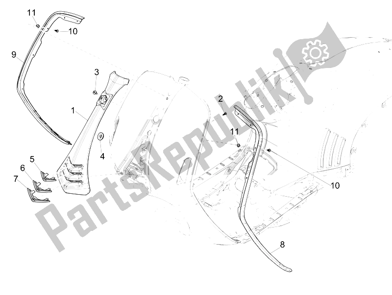 All parts for the Front Shield of the Vespa 946 125 2014