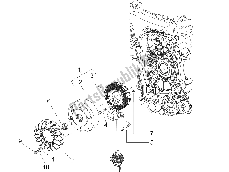 Tutte le parti per il Volano Magneto del Vespa S 125 4T IE E3 College 2009