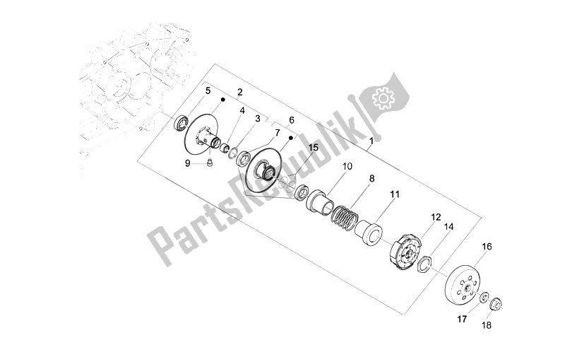 All parts for the Driven Pulley of the Vespa LX 125 4T IE E3 Touring 2010