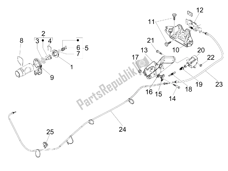 Toutes les pièces pour le Serrures du Vespa GTS 250 IE China 2011