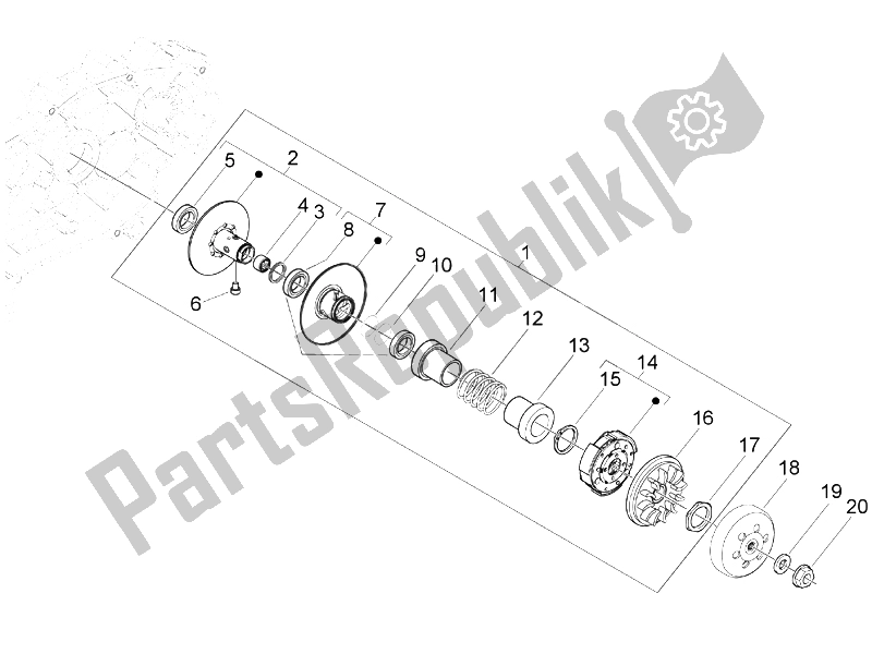 Toutes les pièces pour le Poulie Menée du Vespa Granturismo 200 L UK 2005