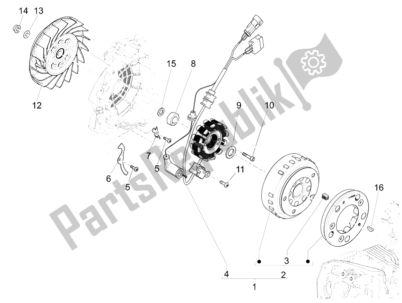 Toutes les pièces pour le Volant Magnéto du Vespa Sprint 125 4T 3V IE Vietnam 2014