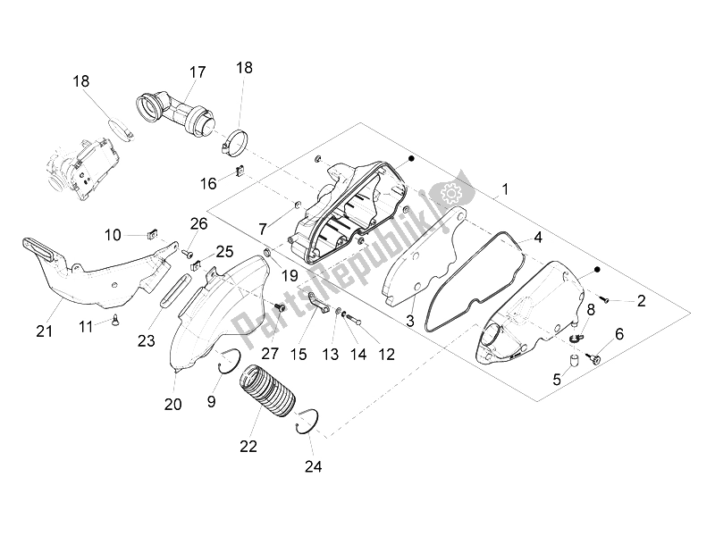 Tutte le parti per il Filtro Dell'aria del Vespa S 150 4T 3V IE Vietnam 2012