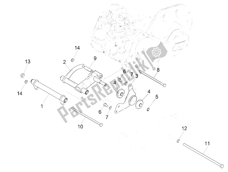 All parts for the Swinging Arm of the Vespa Vespa GTS 125 4T E4 ABS EU 2016