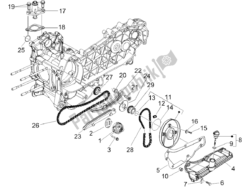 Toutes les pièces pour le La Pompe à Huile du Vespa LX 125 4T IE E3 Vietnam 2011