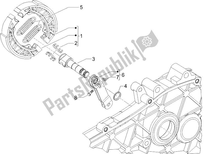 All parts for the Rear Brake - Brake Jaw of the Vespa LXV 50 2T 2006