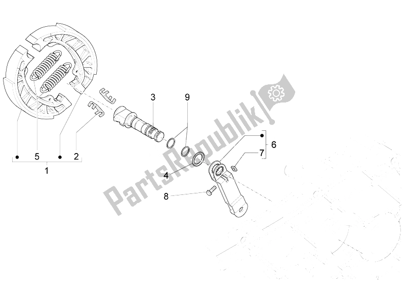 Tutte le parti per il Freno Posteriore - Ganascia Del Freno del Vespa Sprint 50 4T 4V Emea 2014