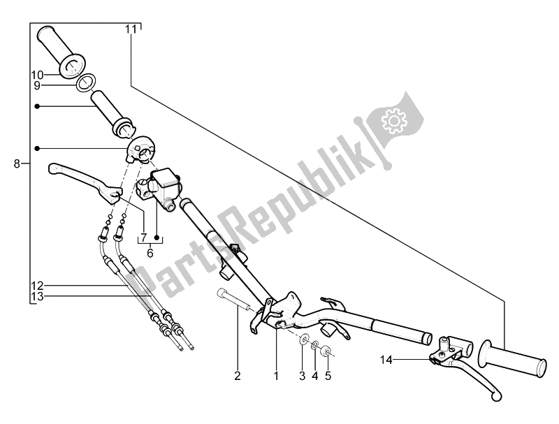 All parts for the Handlebars - Master Cil. Of the Vespa S 125 4T IE E3 Vietnam 2011