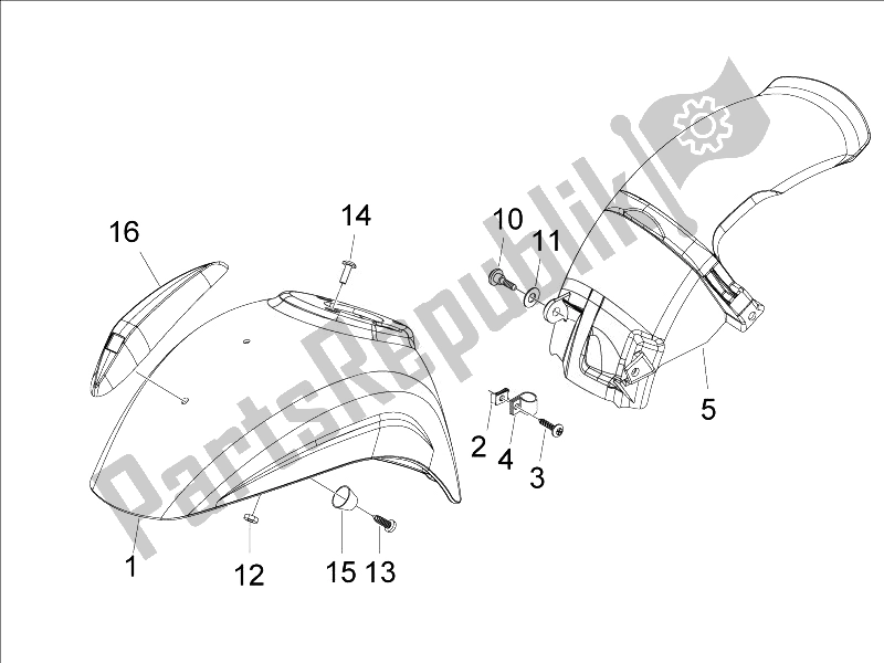 Toutes les pièces pour le Logement De Roue - Garde-boue du Vespa LXV 125 4T Navy E3 2007