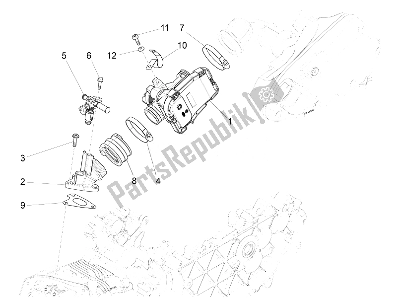 Toutes les pièces pour le Corps De Papillon - Injecteur - Tuyau Union du Vespa Vespa GTS Super 150 IE 4T 3V Asia 2014
