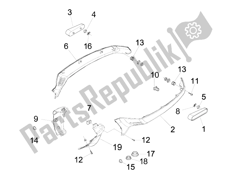 Tutte le parti per il Coperchio Laterale - Spoiler del Vespa LX 50 2T E2 Touring 30 KMH 2010