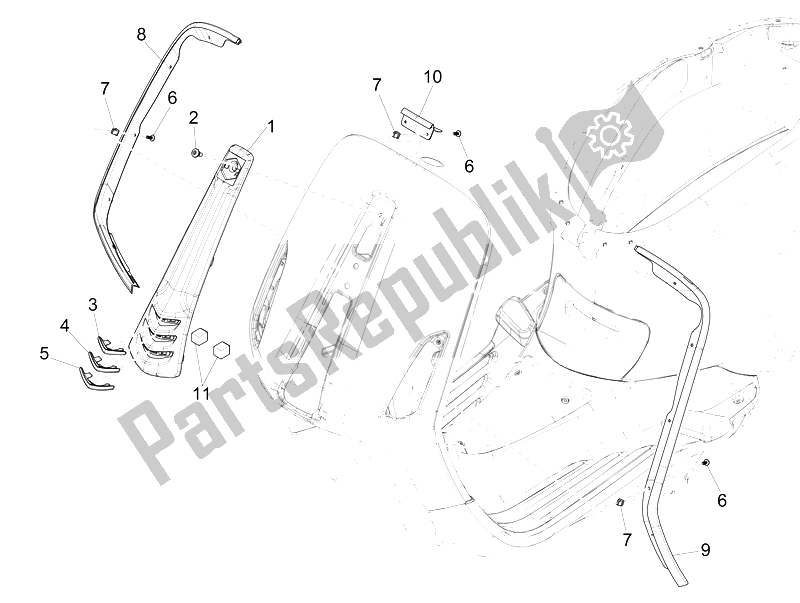 Tutte le parti per il Scudo Anteriore del Vespa Sprint 125 4T 3V IE Vietnam 2014