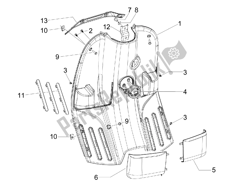 Tutte le parti per il Vano Portaoggetti Anteriore - Pannello Di Protezione Per Le Ginocchia del Vespa S 50 4T 2V 25 KMH NL 2010