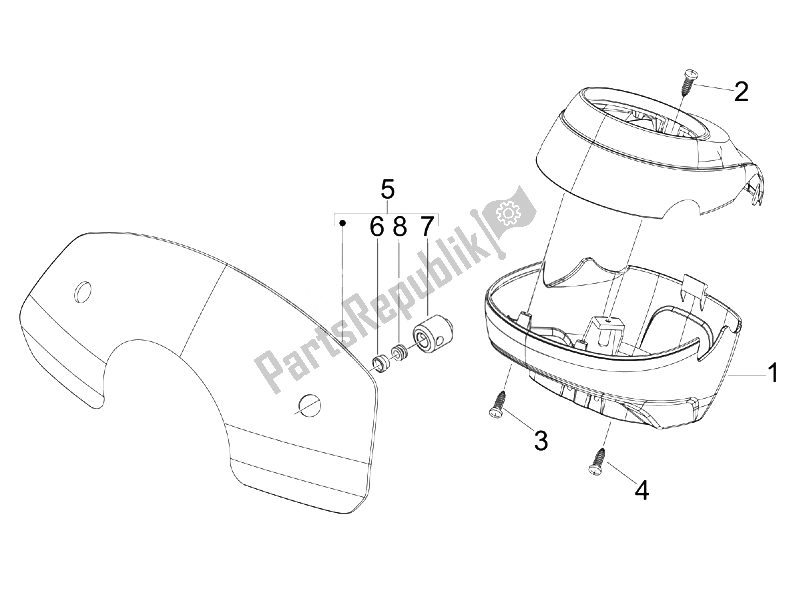 Tutte le parti per il Coperture Per Manubri del Vespa LXV 50 2T Navy 2007