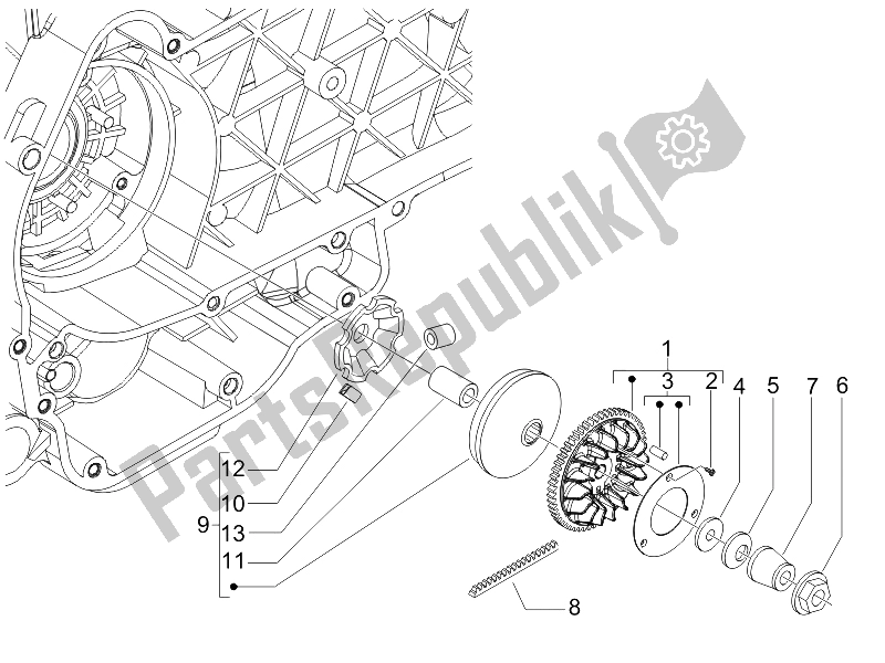 Toutes les pièces pour le Poulie Motrice du Vespa LX 150 4T USA 2006