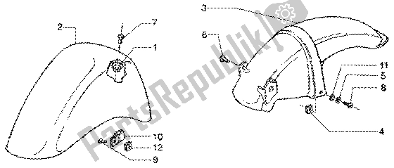 Toutes les pièces pour le Garde-boue Avant Et Arrière du Vespa ET4 50 2002