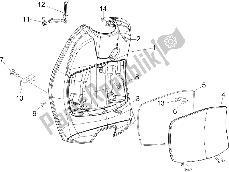 Tutte le parti per il Vano Portaoggetti Anteriore - Pannello Di Protezione Per Le Ginocchia del Vespa LX 125 4T E3 Vietnam 2009