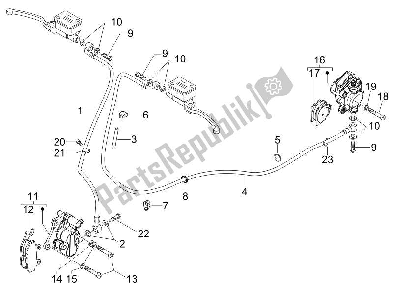 Todas las partes para Tubos De Frenos - Pinzas de Vespa GTV 125 4T Navy E3 2007