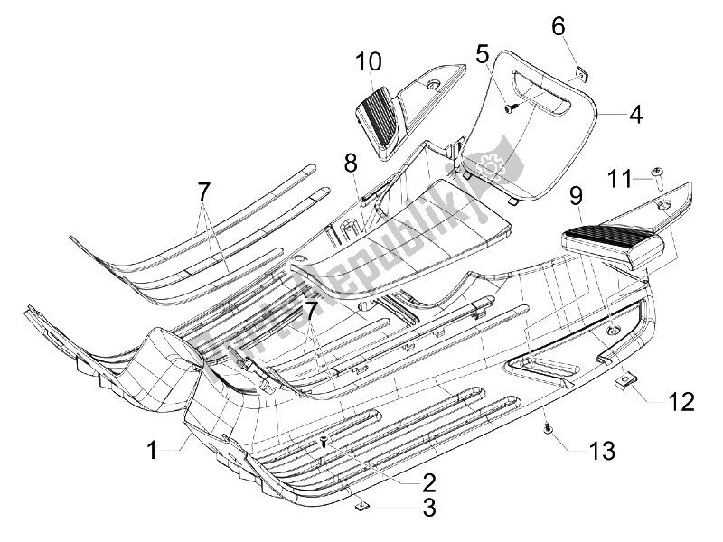 Toutes les pièces pour le Housse Centrale - Repose-pieds du Vespa LX 50 4T 4V 2009