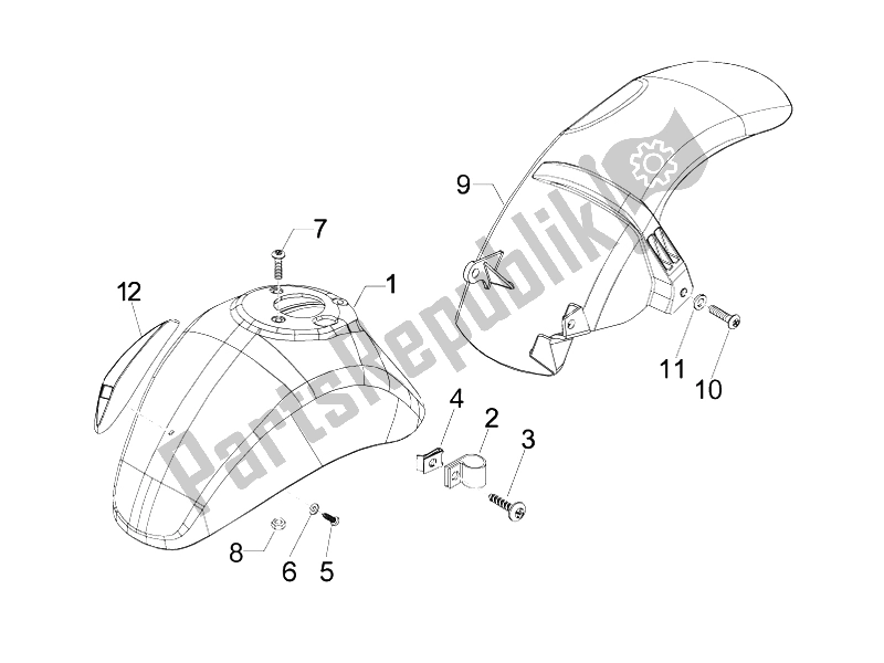 Toutes les pièces pour le Logement De Roue - Garde-boue du Vespa LXV 50 4T 25 KMH 2012