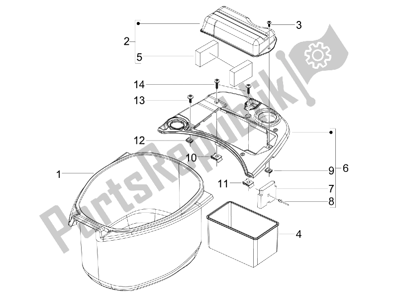 All parts for the Helmet Huosing - Undersaddle of the Vespa S 125 4T E3 2007
