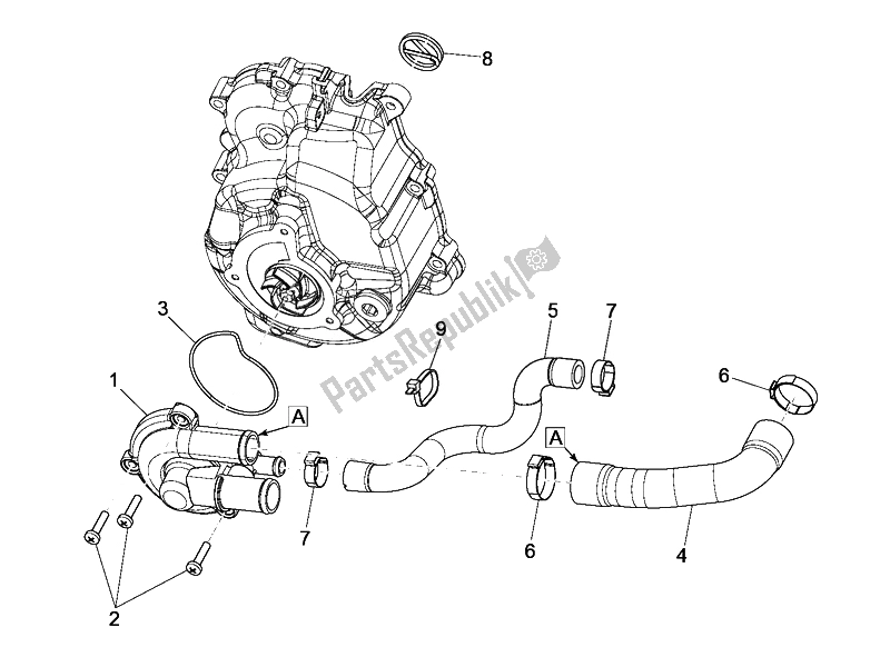 Toutes les pièces pour le Pompe De Refroidissement du Vespa GTS 300 IE Super ABS USA 2014