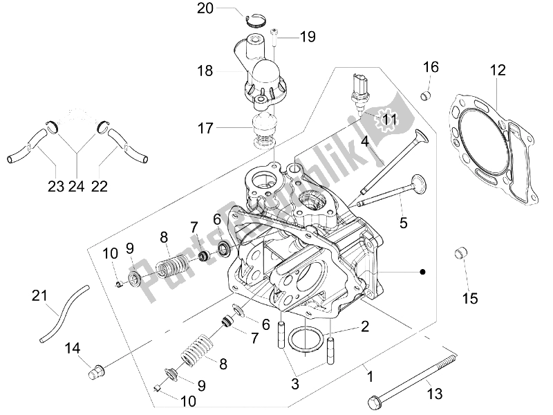 Tutte le parti per il Unità Principale - Valvola del Vespa Granturismo 125 L Potenziato 2005