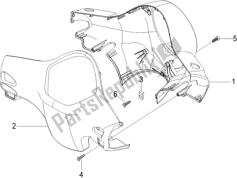 All parts for the Handlebars Coverages of the Vespa LX 125 4T IE E3 Touring 2010