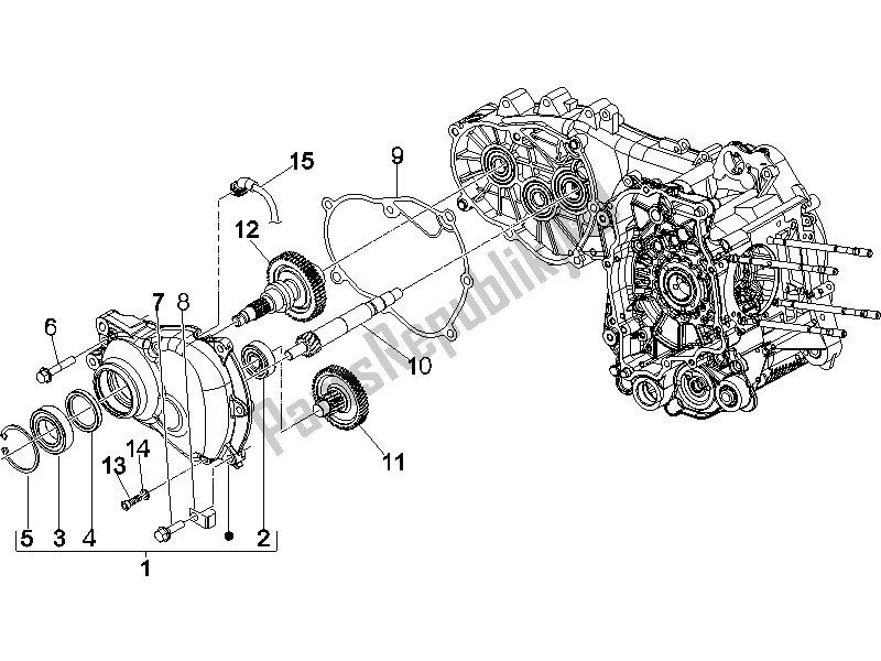 All parts for the Reduction Unit of the Vespa GTS 250 ABS 2005