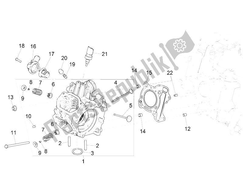 All parts for the Head Unit - Valve of the Vespa Vespa GTS 125 4T E4 ABS EU 2016