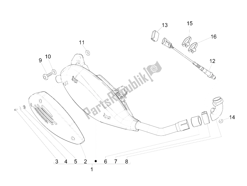 Todas las partes para Silenciador de Vespa GTS 250 ABS 2005